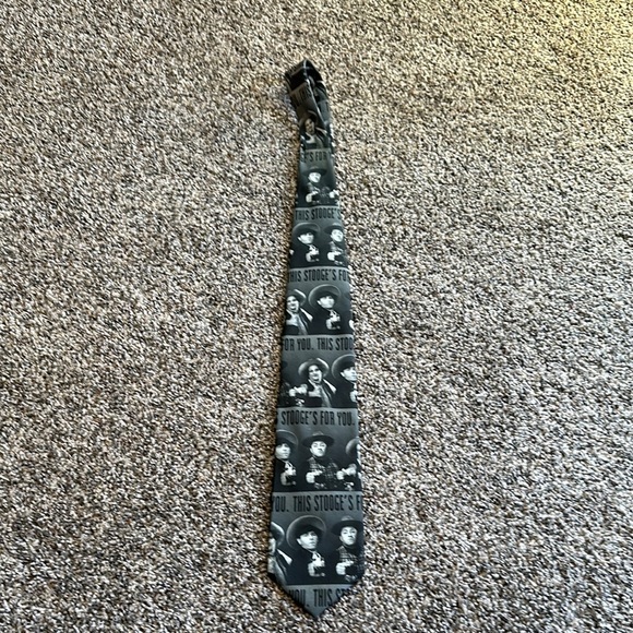 Three Stooges Vintage Black and Gray Men's Tie - Picture 1 of 5